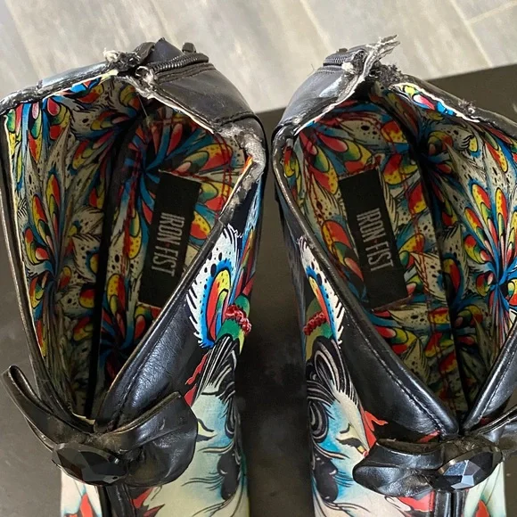 Iron Fist Black and Multicolor Peep Toe Boots - Picture 2 of 7